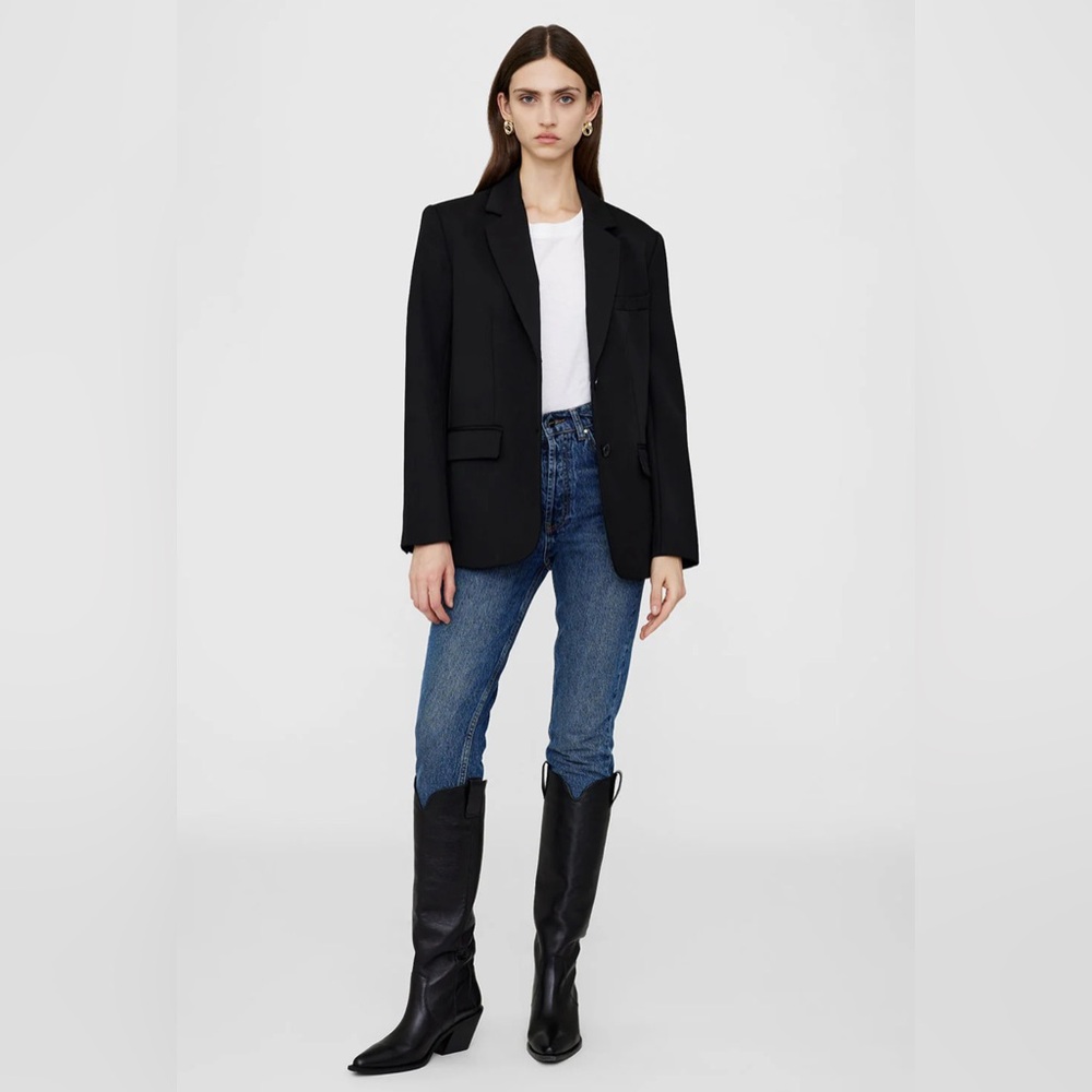 Anine Bing Black Heeled Boots Sleek Pointed Toe